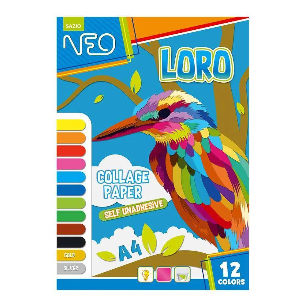 100922_001.webp Loro, kolaž papir, 12 boja, nesamolepljiv, A4 - Slika 1
