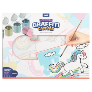 Graffiti canvas, blind ram sa skicom, jednorog, bela,  30x40cm