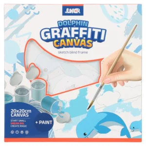 Graffiti canvas, blind ram sa skicom, delfin, bela, 20x20cm