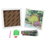 Graffiti diamonds, blind ram sa bockalicama, dinosaurusi, bela, 17,5x17,5cm - Slika 2