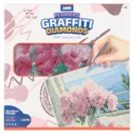 Graffiti diamonds, blind ram sa bockalicama, cveće, bela, 30x30cm