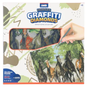 Graffiti diamonds, blind ram sa bockalicama, konji, bela, 30x30cm