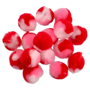 Crafty pom, kraft pom pom, crveno-bela, 25mm, 24K