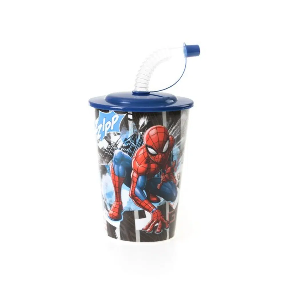 326826_001.webp Tubule, čaša sa cevčicom, plastična, Spider-Man, 450ml - Slika 1