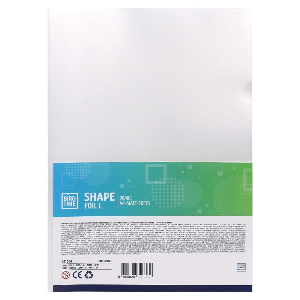 481004_001.webp Shape, folija L, 90mic, A4, mat, 50K - Slika 1