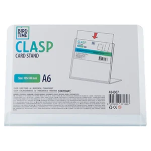 Clasp, stalak za kartice, A6, horizontalni, providan