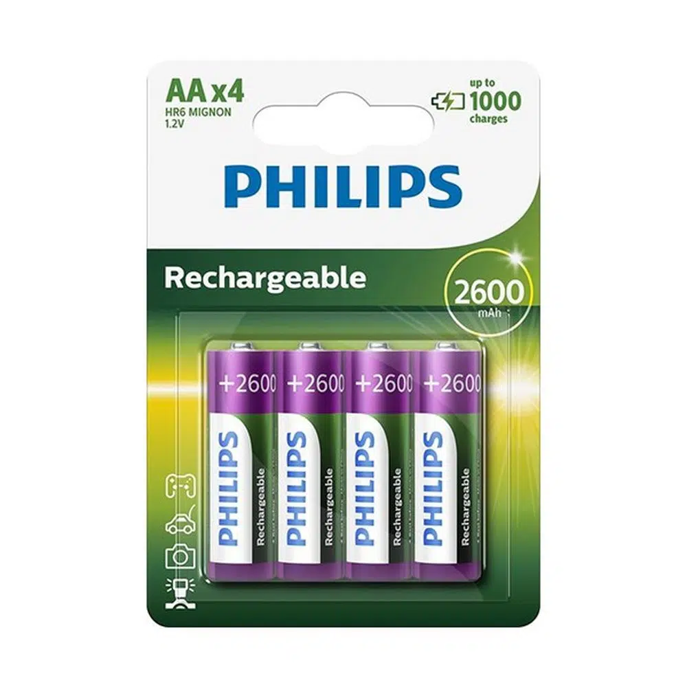 496480_001.webp Baterija, punjiva, HR6 AA, 2600mAh, Philips, 4K - Slika 1
