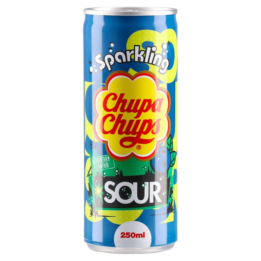 514021_001.webp Chupa Chups, gazirano bezalkoholno kiselo piće sa ukusom borovnice, 250ml - Slika 1