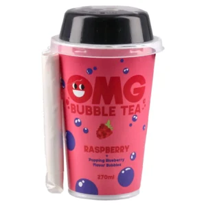 OMG Bubble Tea, osvežavajuće negazirano bezalkoholno piće, malina, 270ml