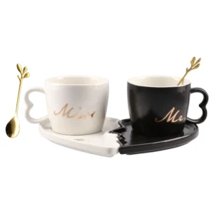 Moka set, set šolja, keramička, Mr. i Mrs., 2K