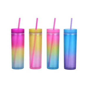 Style, čaša sa cevčicom, plastična, duga, 470 ml, miks