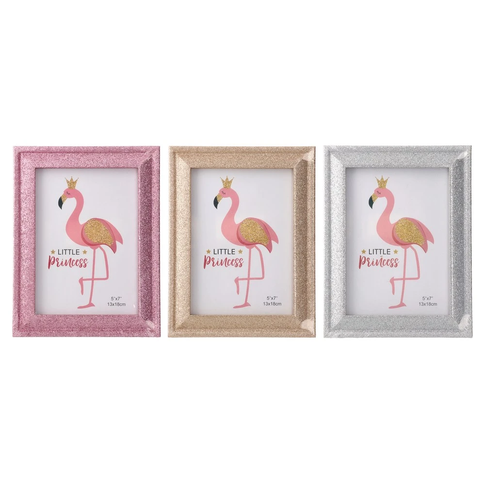 706145_001.webp Oscar, ram za fotografiju, šljokice, roze, 13x18cm - Slika 1