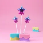 Glow Fiesta, svećica, zvezdice, Happy birthday, ljubičasta - Slika 2