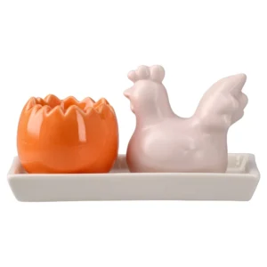 Chompy, keramička figura, pile i jaje, 17x7.7x8.7cm, set 2K