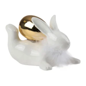 Chompy, keramička figura, zec sa jajetom, 8.5cm