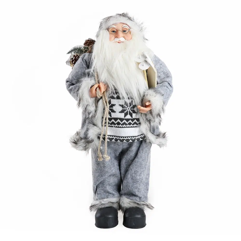 740843_001.webp Deco Santa, Deda Mraz, siva, 60cm - Slika 1