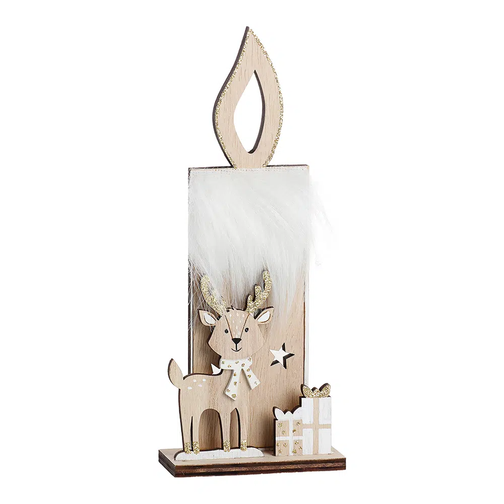 751644_001.webp Tinker, novogodišnja dekoracija, drvena, sveća, 22cm - Slika 1