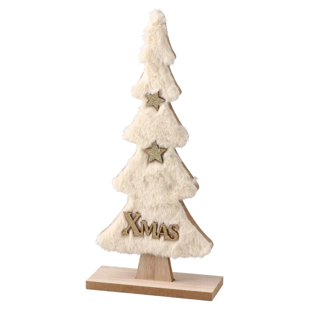 751648_001.webp Sven, novogodišnja dekoracija, jelka sa zvezdicama, bež, 30cm - Slika 1