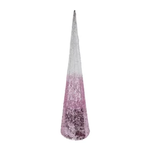 Shiny cone, jelka, svetlucava, roze, LED, 80cm