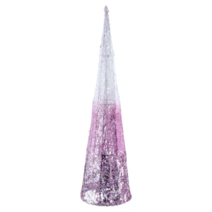 Shiny cone, jelka, svetlucava, roze, LED, 60cm