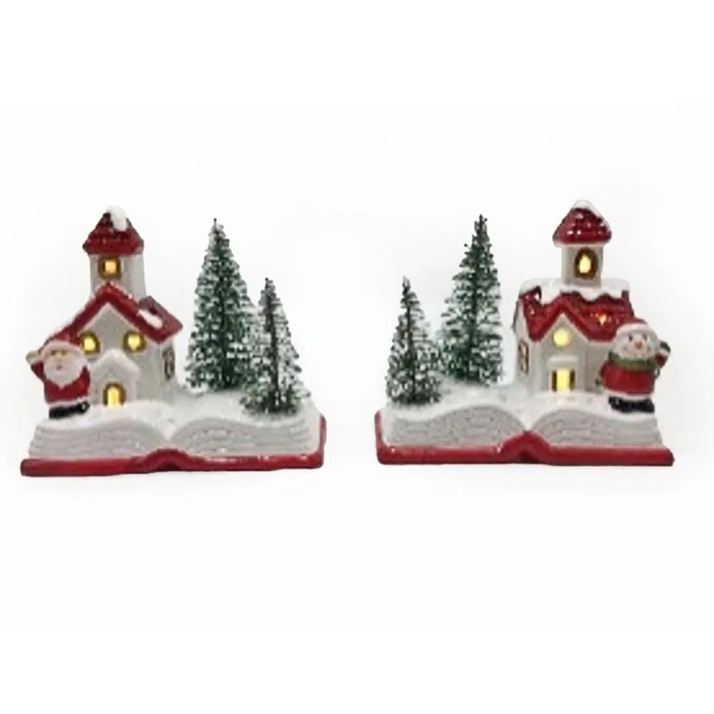 760328_001.webp Rabbler, novogodišnja figura, keramička, knjiga, LED, 11cm - Slika 1