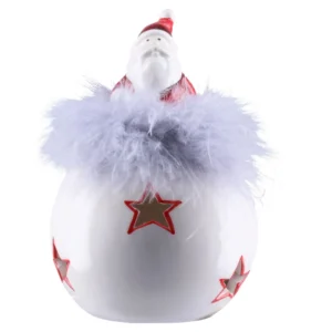 Rabbler, novogodišnja figura, keramička, Deda Mraz na grudvi, led, 16cm