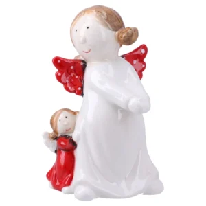 Rabbler, novogodišnja figura, keramička, dva anđela, 16.5cm