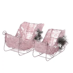 Filo, novogodišnja dekoracija, sanke, set, roze, 30 + 35cm