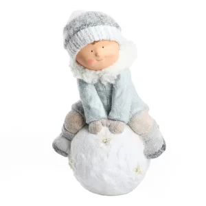 Willy, novogodišnja dekoracija, dečak na grudvi, 42cm