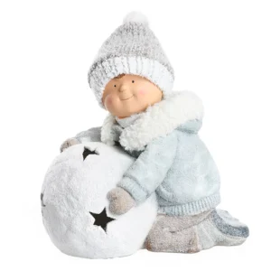 Willy, novogodišnja dekoracija, dečak i grudva, 31cm