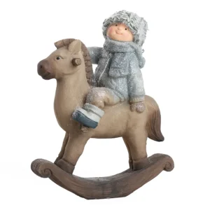 Willy, novogodišnja dekoracija, dečak i konj, 21cm