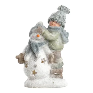 Willy, novogodišnja dekoracija, dečak i Sneško Belić, 16cm