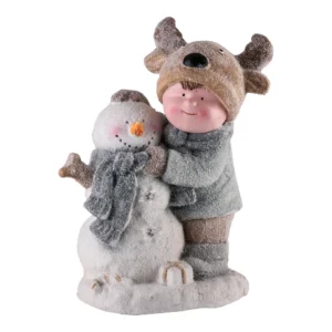 Willy, novogodišnja dekoracija, dečak i Sneško Belić, plava, 39cm