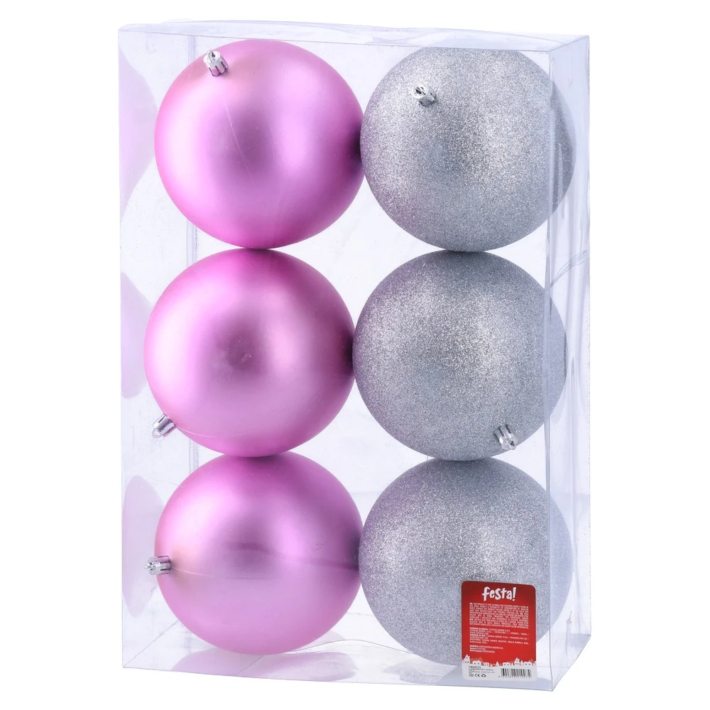 780025_001.webp Icy, novogodišnja kugla, srebrno pink, 12cm, 6K - Slika 1