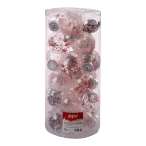 Icy set, novogodišnje kugle, set, svetlo roze, 6cm, 24K