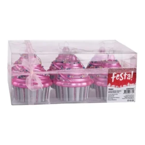 Sugared, novogodišnji ukras, mafin, roze, 7.5cm, 6K