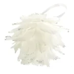 Glam, novogodišnja dekoracija, perje, kugla, 12cm