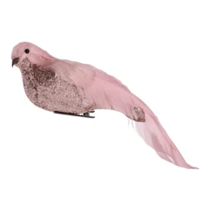 Glam, novogodišnja dekoracija, ptica,  roze, 24cm