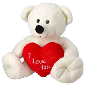 Plush, igračka, plišana, meda, bela, 38cm, I love you