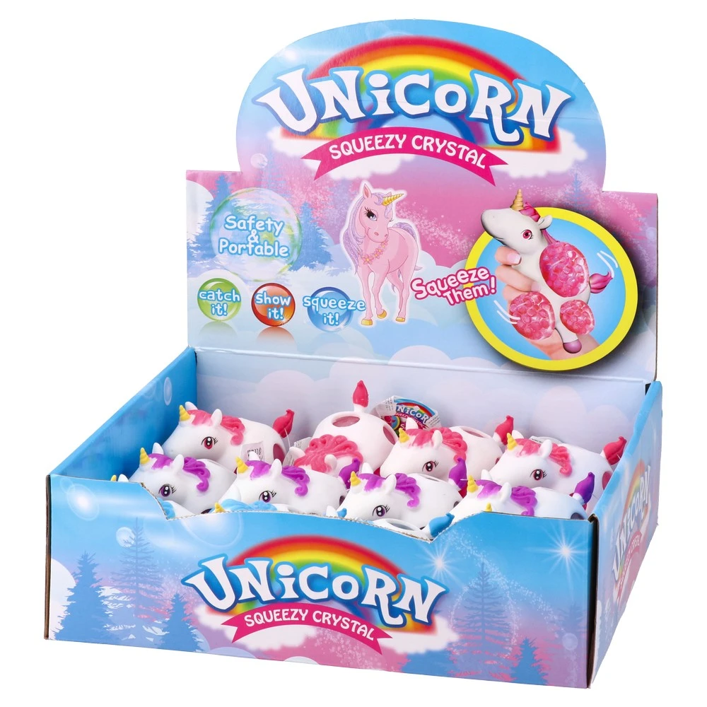 894020_001.webp Squeezy unicorn crystal, gumena igračka, jednorog lopta, miks - Slika 1